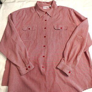 Joanne Plus Women's red & white gingham l/s shirt - 3X